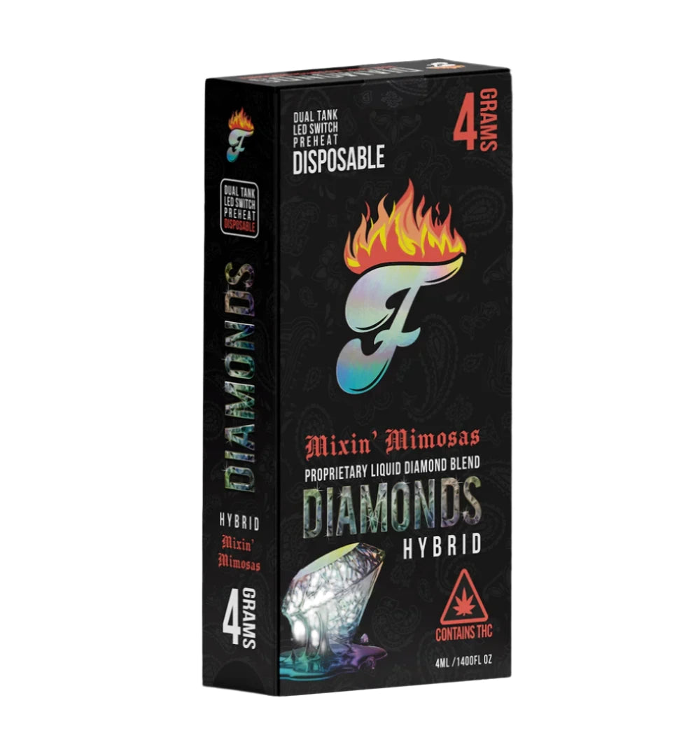 Diamonds hybrid vape pen disposable packaging on a white background