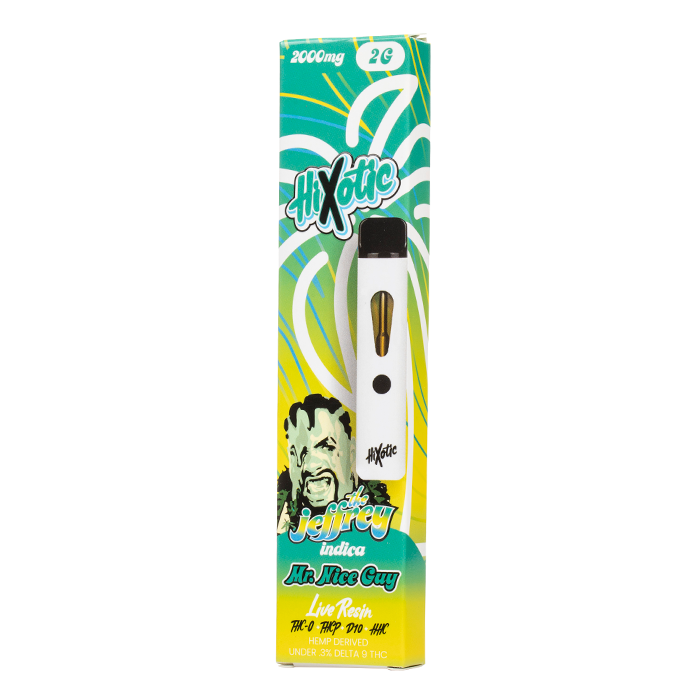 Vape pen DISPOSABLE MOD packaging with colorful design and branding on a white background fRONT iMAGE