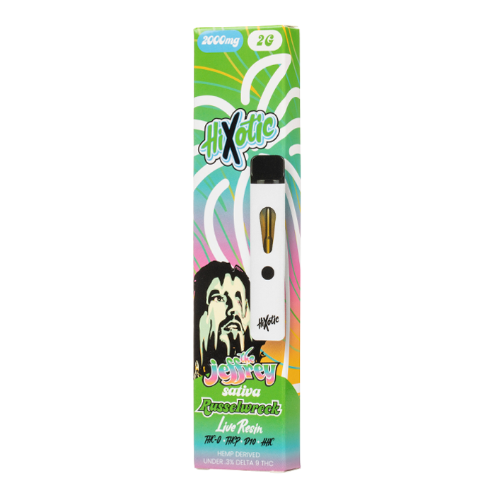 Vape pen DISPOSABLE MOD with packaging featuring a colorful design and branding on a white background