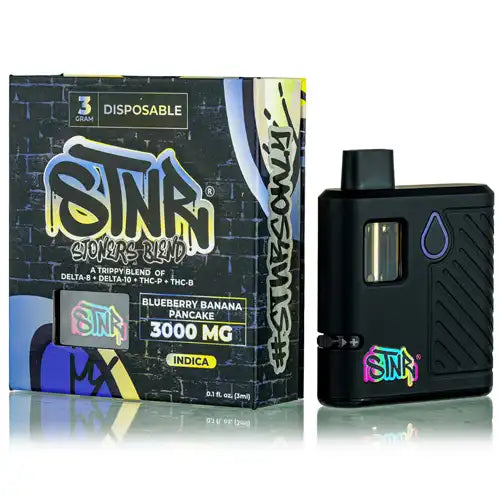 STNR disposable mod and packaging on a white background
