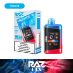 RAZ LTX Fire and Ice disposable vape mod and packaging on a white background from the Front View