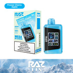 RAZ LTX Frozen Cherry Apple disposable vape mod and packaging on a white background from the Front View