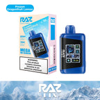 RAZ LTX Frozen Dragon Fruit Lemon disposable vape mod and packaging on a white background from the Front View