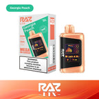 RAZ LTX Georgia Peach disposable vape mod and packaging on a white background from the Front View
