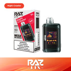 RAZ LTX Night Crawler disposable vape mod and packaging on a white background from the Front View