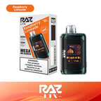 RAZ LTX Raspberry Limeade disposable vape mod and packaging on a white background from the Front View