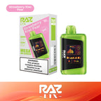 RAZ LTX Strawberry Kiwi Pear disposable vape mod and packaging on a white background from the Front View
