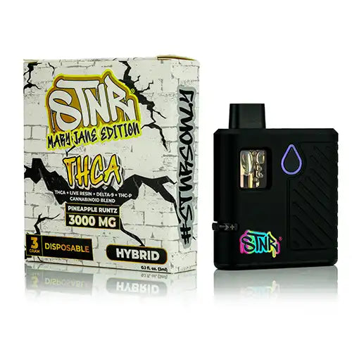 Disposable vape mod with packaging featuring  branding on a white background
