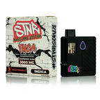 Disposable vape mod with packaging featuring  branding on a white background