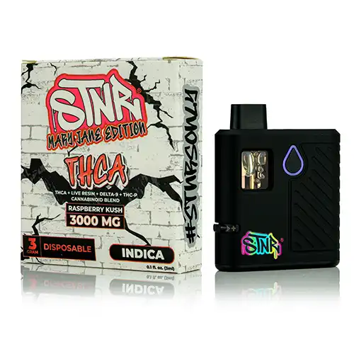 Disposable vape mod with packaging featuring  branding on a white background
