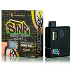 SINR disposable vape mod and packaging on a white background