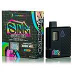 SINR disposable vape mod and packaging with colorful branding on a white background