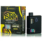Disposable vape mod with packaging featuring colorful branding on a white background